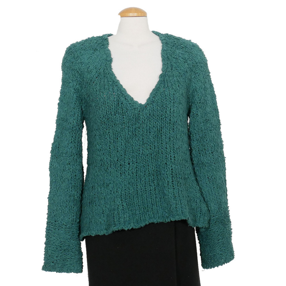 FREE PEOPLE Green Sand Dune Bell Sleeve Sweater L - Picture 8 of 8
